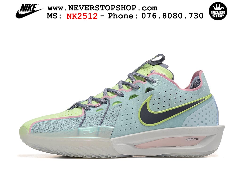 Giày bóng rổ cổ thấp Nike Zoom GT Cut 3 Xanh Xám chuyên indoor outdoor replica 1:1 real chính hãng giá rẻ tốt nhất tại NeverStop Sneaker Shop Hồ Chí Minh