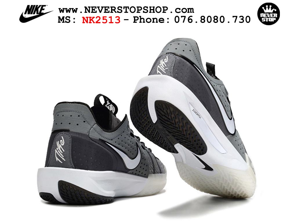 Giày bóng rổ cổ thấp Nike Zoom GT Cut 3 Xám Trắng chuyên indoor outdoor replica 1:1 real chính hãng giá rẻ tốt nhất tại NeverStop Sneaker Shop Hồ Chí Minh