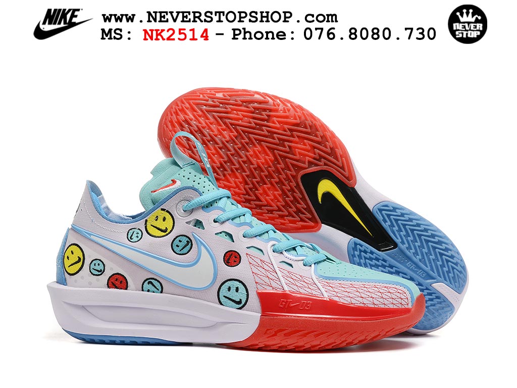 Giày bóng rổ cổ thấp Nike Zoom GT Cut 3 Trắng Xanh chuyên indoor outdoor replica 1:1 real chính hãng giá rẻ tốt nhất tại NeverStop Sneaker Shop Hồ Chí Minh