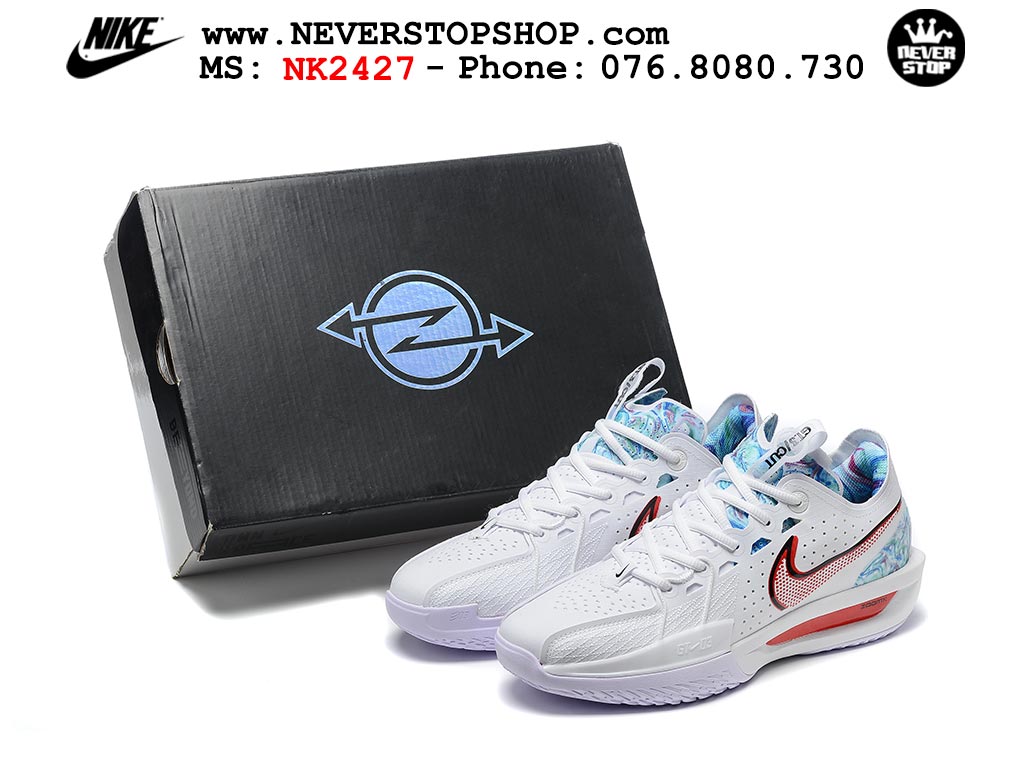 Giày bóng rổ cổ thấp Nike Zoom GT Cut 3 Trắng Đỏ chuyên indoor outdoor replica 1:1 real chính hãng giá rẻ tốt nhất tại NeverStop Sneaker Shop Hồ Chí Minh