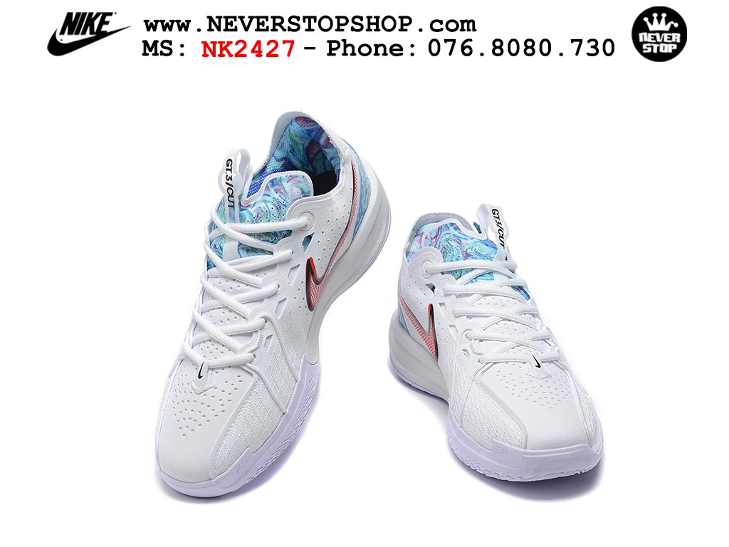 Giày bóng rổ cổ thấp Nike Zoom GT Cut 3 Trắng Đỏ chuyên indoor outdoor replica 1:1 real chính hãng giá rẻ tốt nhất tại NeverStop Sneaker Shop Hồ Chí Minh