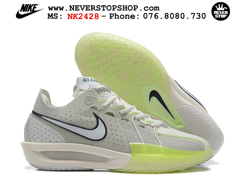 Giày bóng rổ cổ thấp Nike Zoom GT Cut 3 Xám Xanh Lá chuyên indoor outdoor replica 1:1 real chính hãng giá rẻ tốt nhất tại NeverStop Sneaker Shop Hồ Chí Minh