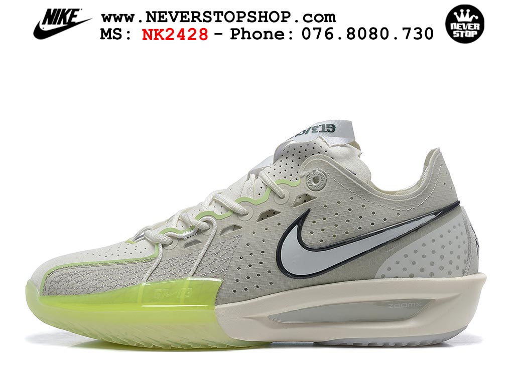 Giày bóng rổ cổ thấp Nike Zoom GT Cut 3 Xám Xanh Lá chuyên indoor outdoor replica 1:1 real chính hãng giá rẻ tốt nhất tại NeverStop Sneaker Shop Hồ Chí Minh