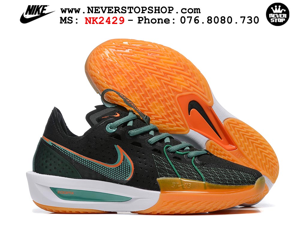 Giày bóng rổ cổ thấp Nike Zoom GT Cut 3 Đen Cam chuyên indoor outdoor replica 1:1 real chính hãng giá rẻ tốt nhất tại NeverStop Sneaker Shop Hồ Chí Minh