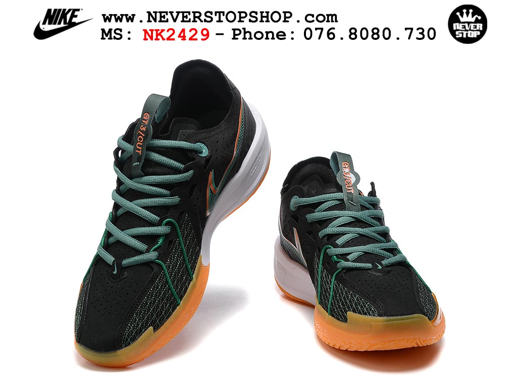 Giày bóng rổ cổ thấp Nike Zoom GT Cut 3 Đen Cam chuyên indoor outdoor replica 1:1 real chính hãng giá rẻ tốt nhất tại NeverStop Sneaker Shop Hồ Chí Minh