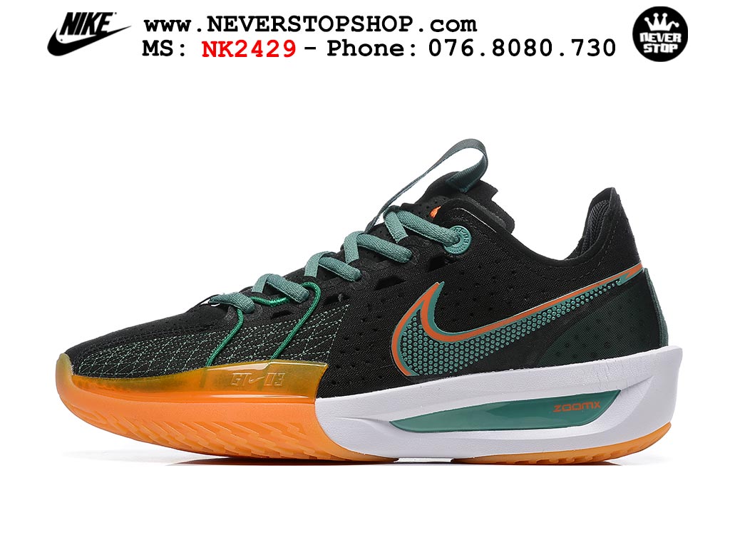 Giày bóng rổ cổ thấp Nike Zoom GT Cut 3 Đen Cam chuyên indoor outdoor replica 1:1 real chính hãng giá rẻ tốt nhất tại NeverStop Sneaker Shop Hồ Chí Minh