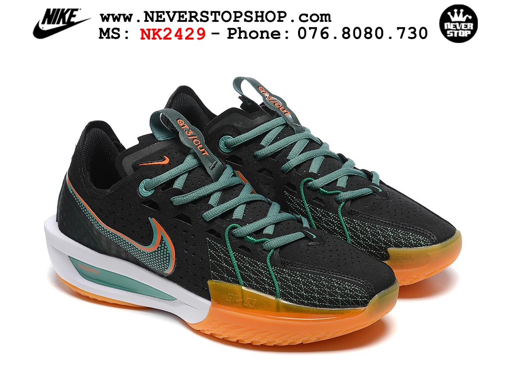 Giày bóng rổ cổ thấp Nike Zoom GT Cut 3 Đen Cam chuyên indoor outdoor replica 1:1 real chính hãng giá rẻ tốt nhất tại NeverStop Sneaker Shop Hồ Chí Minh