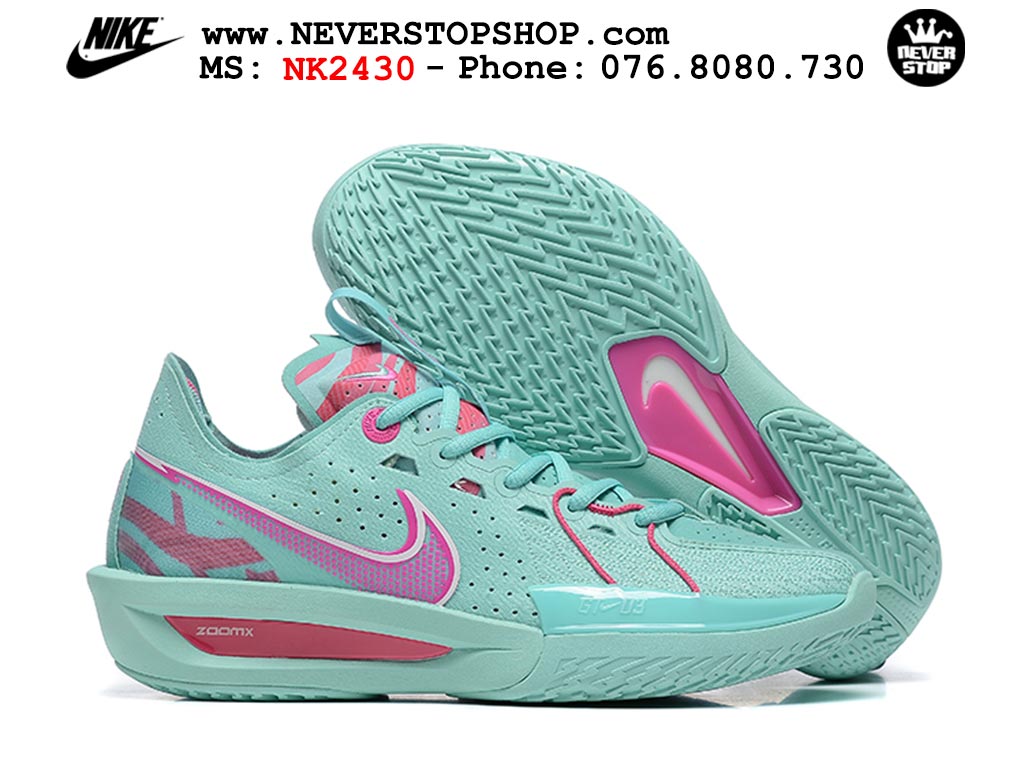 Giày bóng rổ cổ thấp Nike Zoom GT Cut 3 Xanh Hồng chuyên indoor outdoor replica 1:1 real chính hãng giá rẻ tốt nhất tại NeverStop Sneaker Shop Hồ Chí Minh