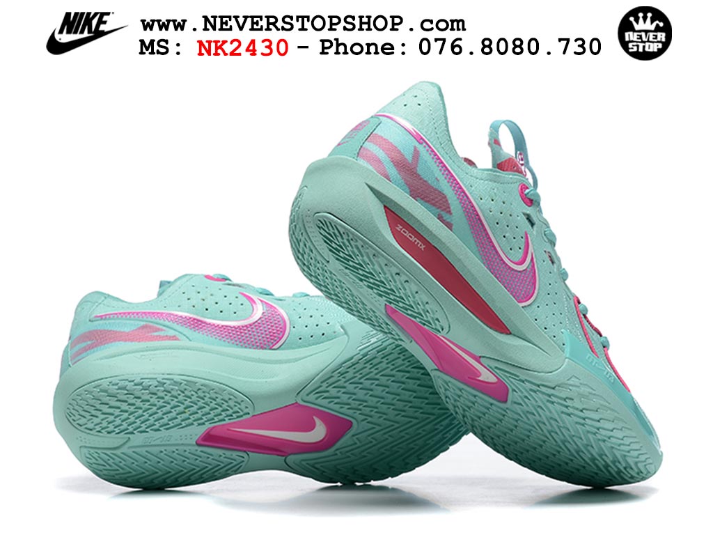 Giày bóng rổ cổ thấp Nike Zoom GT Cut 3 Xanh Hồng chuyên indoor outdoor replica 1:1 real chính hãng giá rẻ tốt nhất tại NeverStop Sneaker Shop Hồ Chí Minh