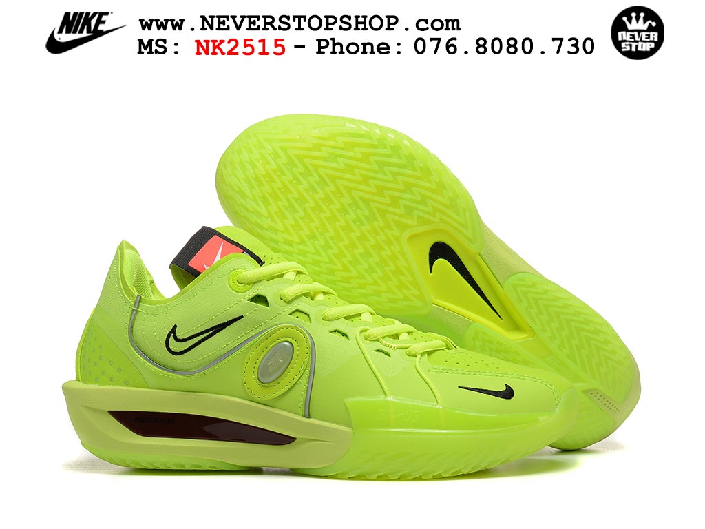 Giày bóng rổ cổ thấp Nike Zoom GT Cut 3 Xanh Lá Đen chuyên indoor outdoor replica 1:1 real chính hãng giá rẻ tốt nhất tại NeverStop Sneaker Shop Hồ Chí Minh