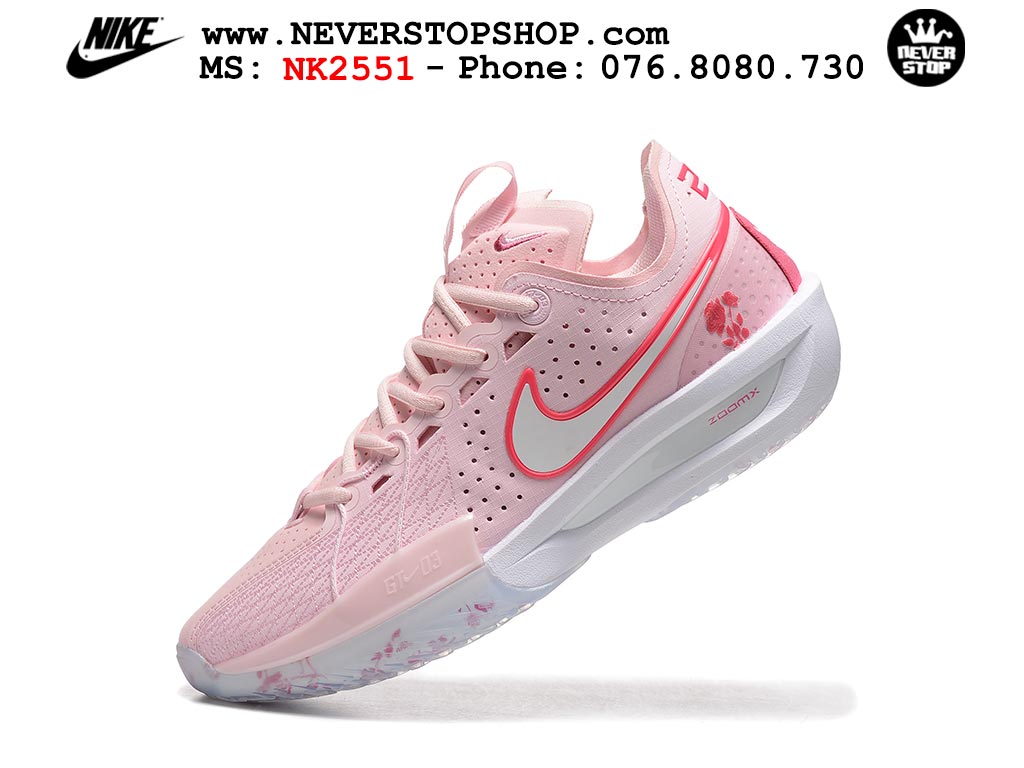 Giày bóng rổ cổ thấp Nike Zoom GT Cut 3 Hồng Trắng chuyên indoor outdoor replica 1:1 real chính hãng giá rẻ tốt nhất tại NeverStop Sneaker Shop Hồ Chí Minh