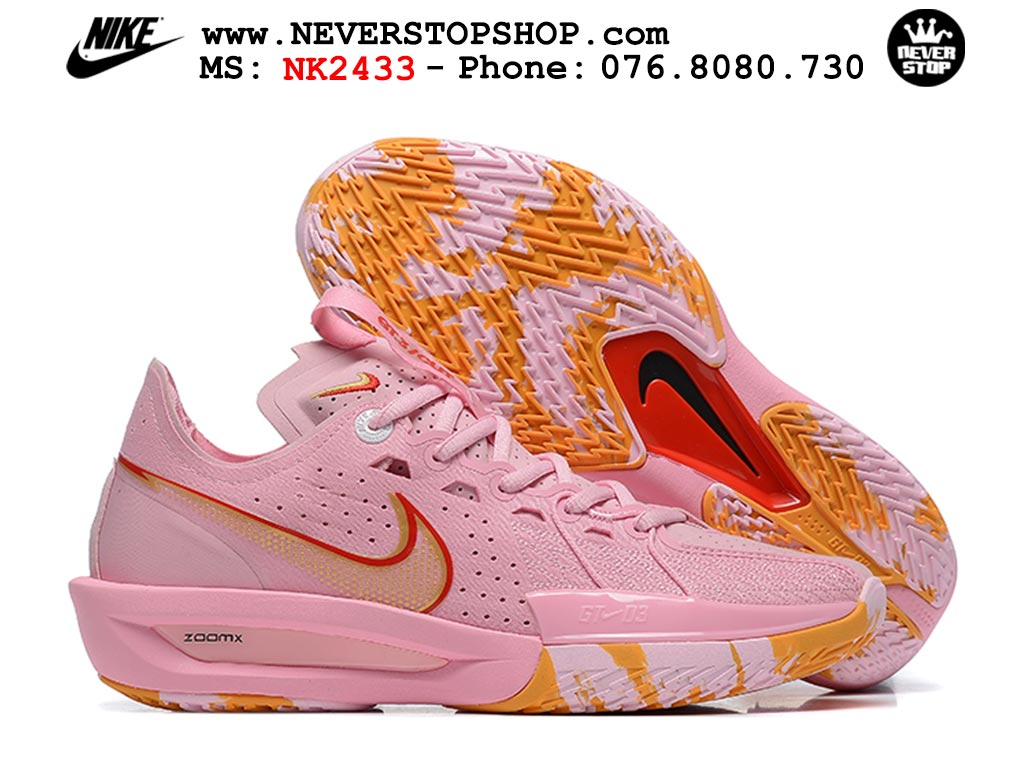 Giày bóng rổ cổ thấp Nike Zoom GT Cut 3 Hồng Cam chuyên indoor outdoor replica 1:1 real chính hãng giá rẻ tốt nhất tại NeverStop Sneaker Shop Hồ Chí Minh