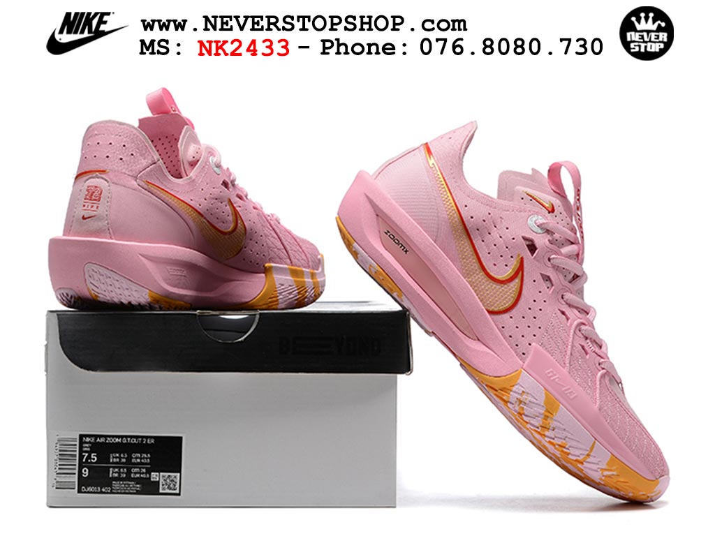 Giày bóng rổ cổ thấp Nike Zoom GT Cut 3 Hồng Cam chuyên indoor outdoor replica 1:1 real chính hãng giá rẻ tốt nhất tại NeverStop Sneaker Shop Hồ Chí Minh