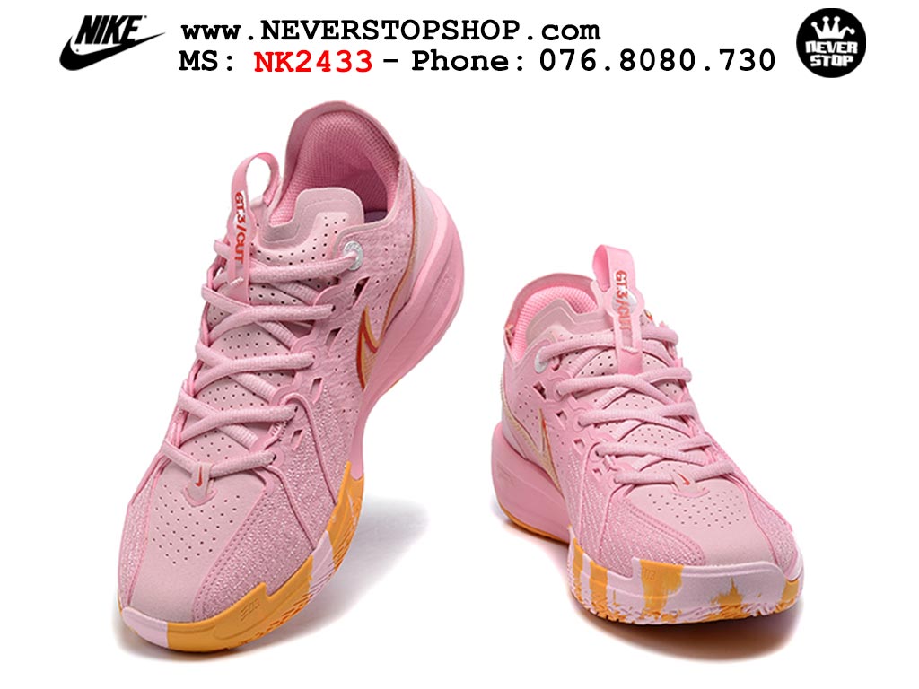 Giày bóng rổ cổ thấp Nike Zoom GT Cut 3 Hồng Cam chuyên indoor outdoor replica 1:1 real chính hãng giá rẻ tốt nhất tại NeverStop Sneaker Shop Hồ Chí Minh