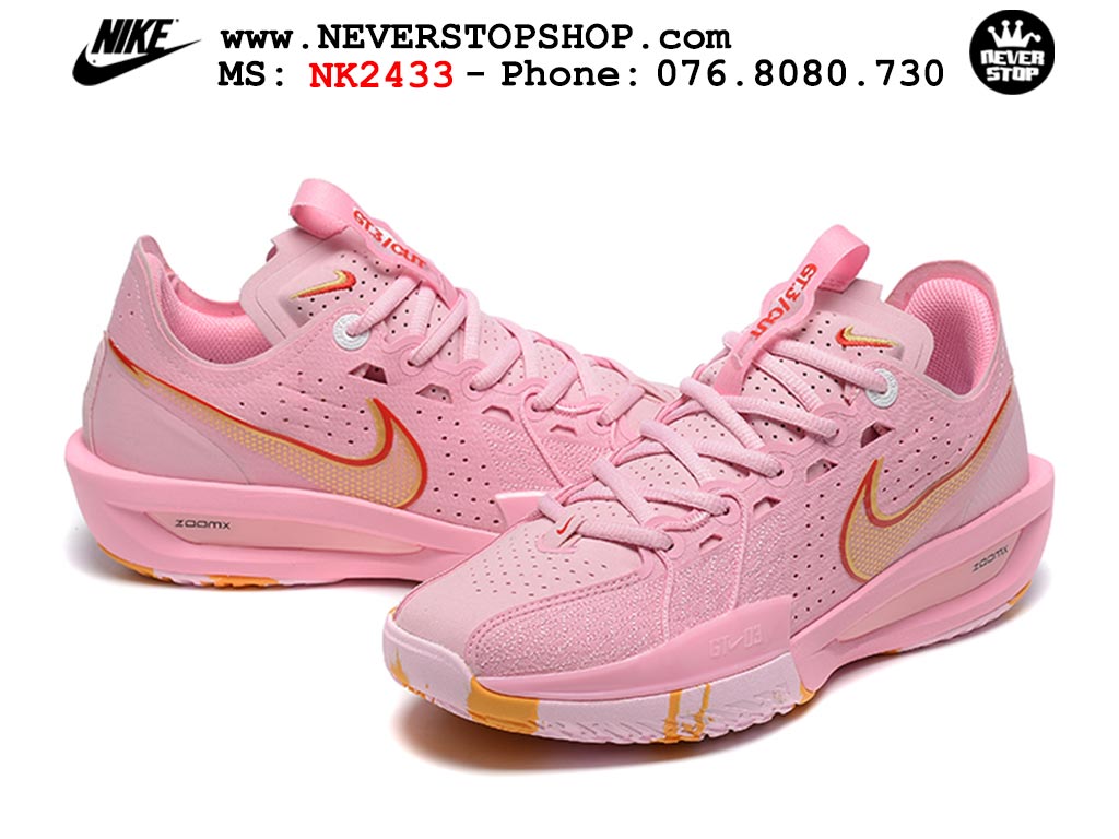 Giày bóng rổ cổ thấp Nike Zoom GT Cut 3 Hồng Cam chuyên indoor outdoor replica 1:1 real chính hãng giá rẻ tốt nhất tại NeverStop Sneaker Shop Hồ Chí Minh