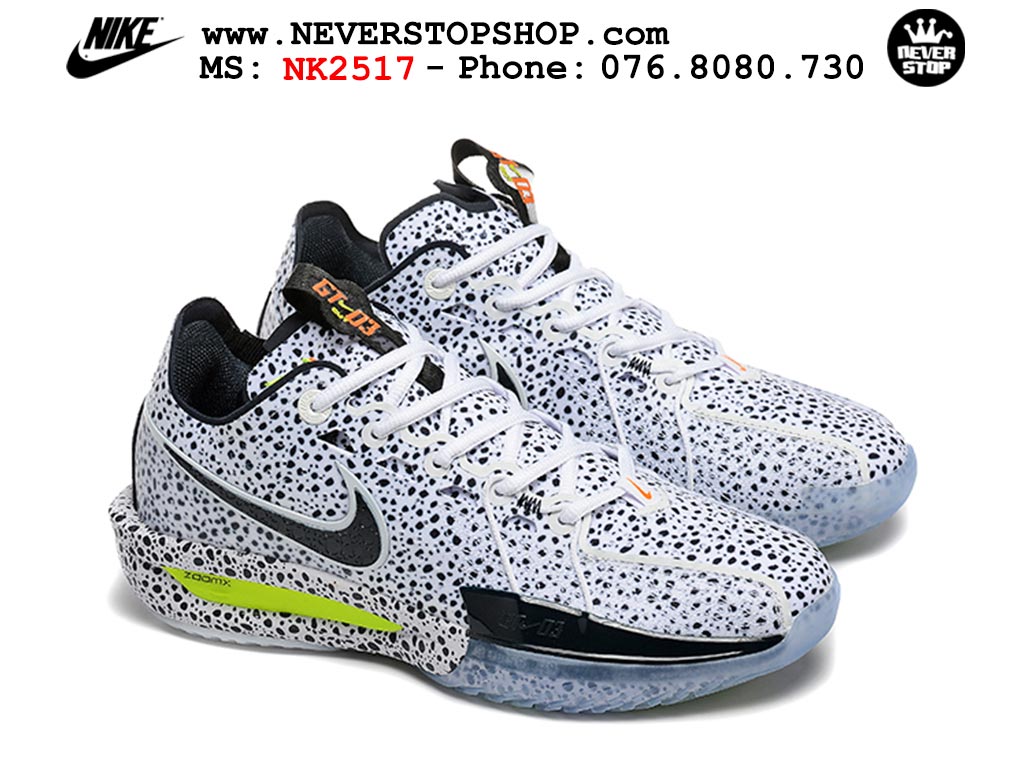 Giày bóng rổ cổ thấp Nike Zoom GT Cut 3 Trắng Đen chuyên indoor outdoor replica 1:1 real chính hãng giá rẻ tốt nhất tại NeverStop Sneaker Shop Hồ Chí Minh