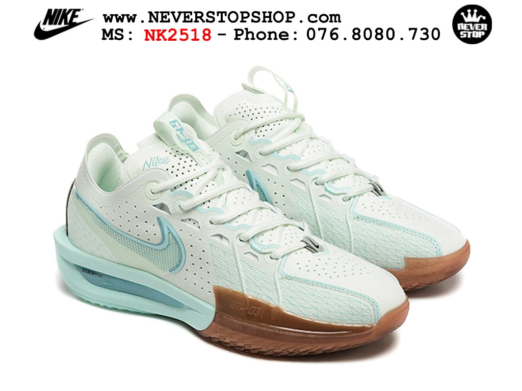 Giày bóng rổ cổ thấp Nike Zoom GT Cut 3 Xanh Nâu chuyên indoor outdoor replica 1:1 real chính hãng giá rẻ tốt nhất tại NeverStop Sneaker Shop Hồ Chí Minh