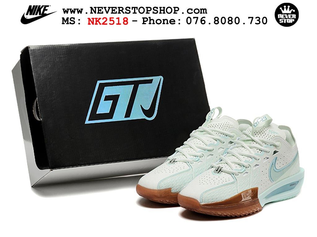 Giày bóng rổ cổ thấp Nike Zoom GT Cut 3 Xanh Nâu chuyên indoor outdoor replica 1:1 real chính hãng giá rẻ tốt nhất tại NeverStop Sneaker Shop Hồ Chí Minh