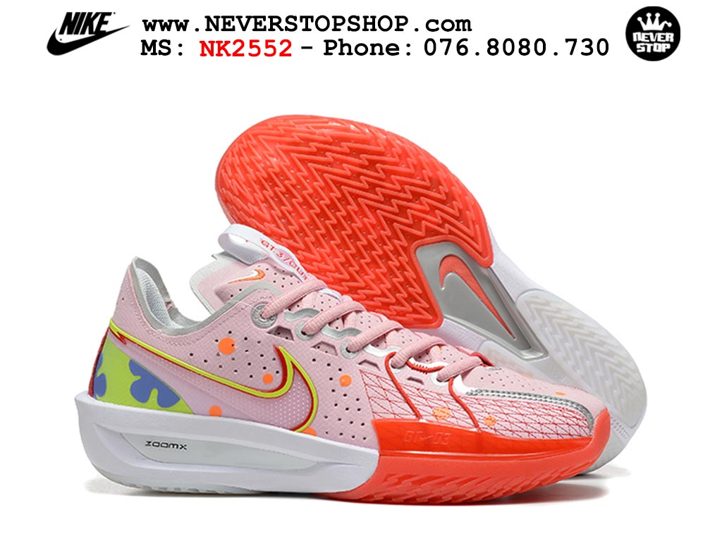 Giày bóng rổ cổ thấp Nike Zoom GT Cut 3 Hồng Vàng chuyên indoor outdoor replica 1:1 real chính hãng giá rẻ tốt nhất tại NeverStop Sneaker Shop Hồ Chí Minh