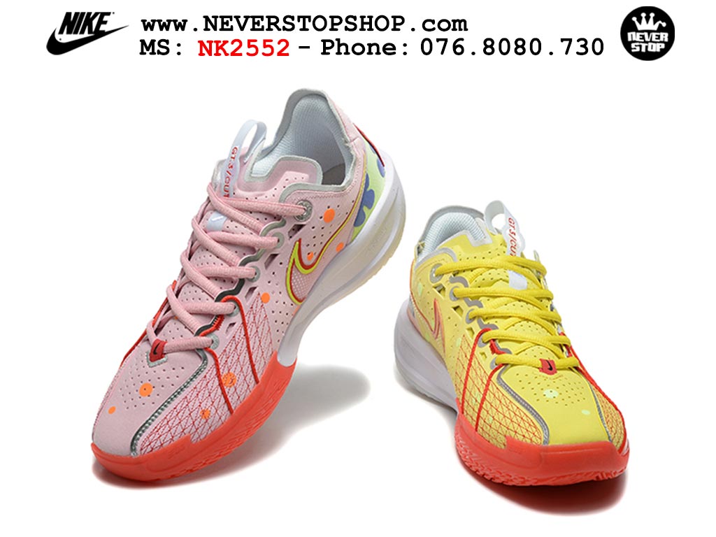 Giày bóng rổ cổ thấp Nike Zoom GT Cut 3 Hồng Vàng chuyên indoor outdoor replica 1:1 real chính hãng giá rẻ tốt nhất tại NeverStop Sneaker Shop Hồ Chí Minh