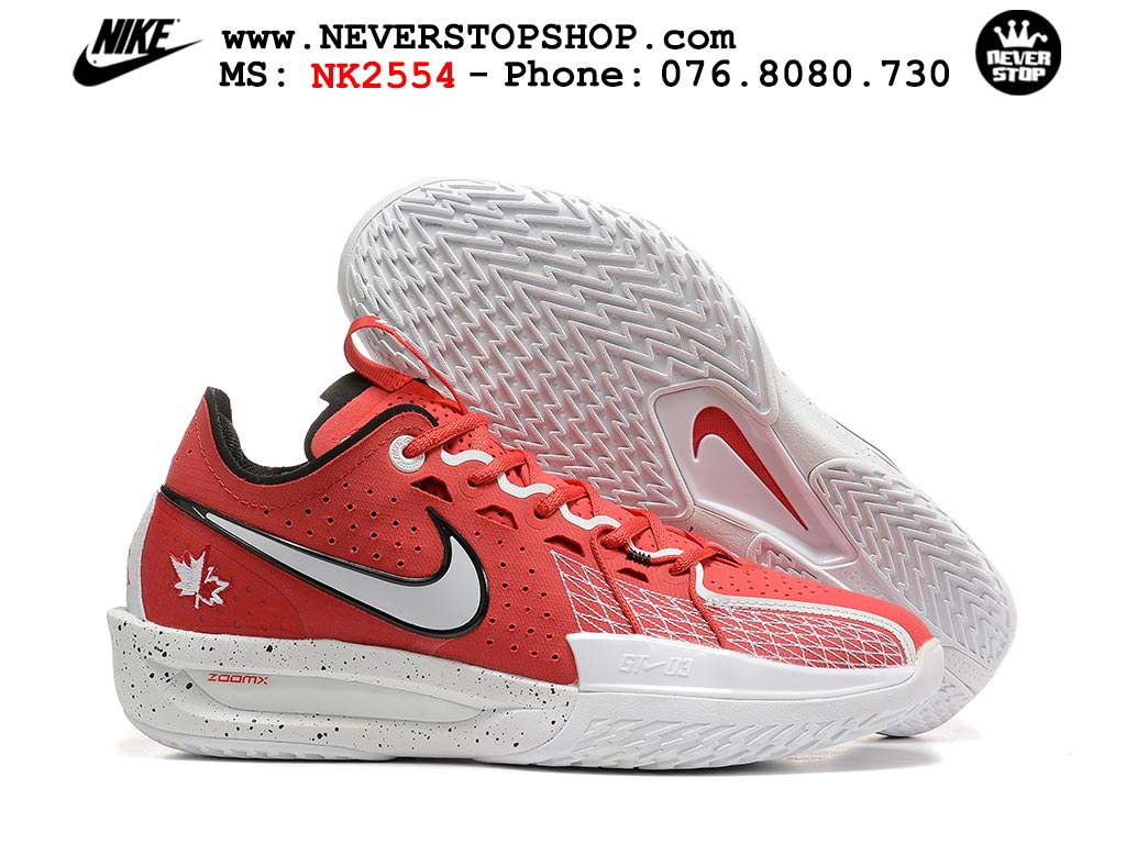 Giày bóng rổ cổ thấp Nike Zoom GT Cut 3 Đỏ Trắng chuyên indoor outdoor replica 1:1 real chính hãng giá rẻ tốt nhất tại NeverStop Sneaker Shop Hồ Chí Minh