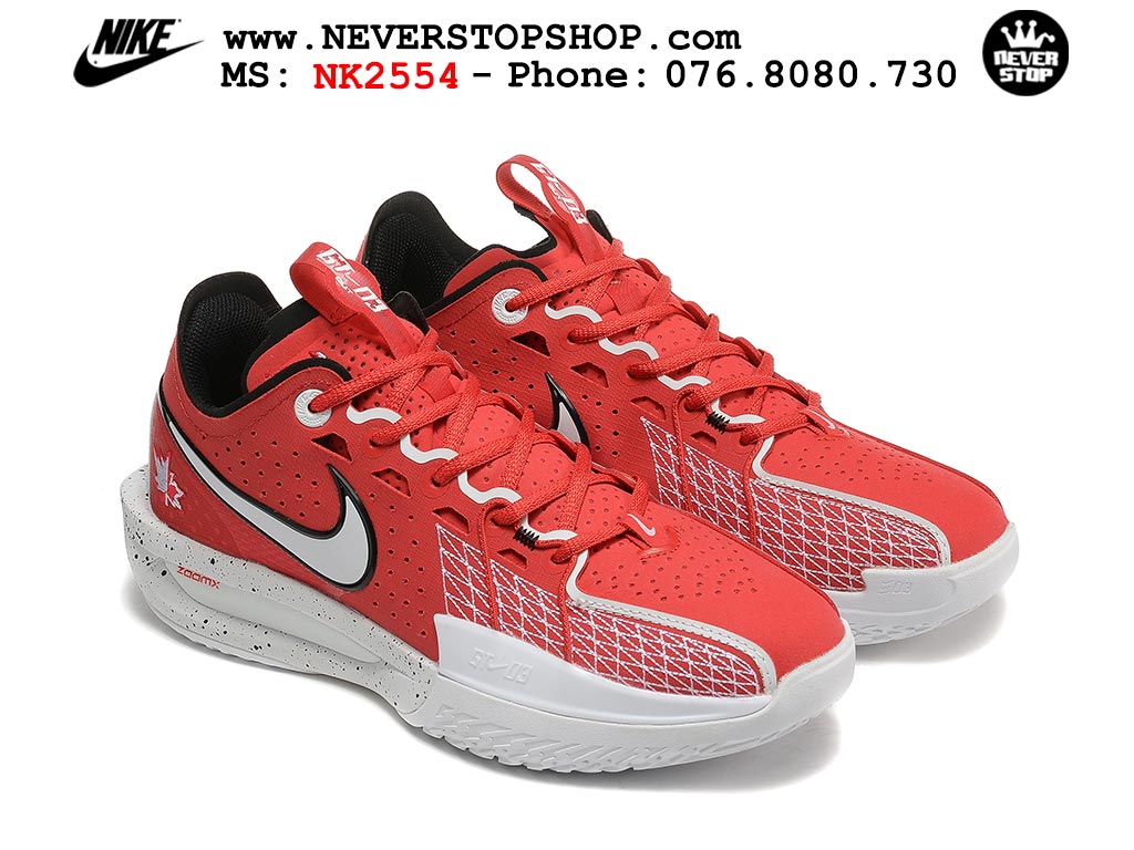 Giày bóng rổ cổ thấp Nike Zoom GT Cut 3 Đỏ Trắng chuyên indoor outdoor replica 1:1 real chính hãng giá rẻ tốt nhất tại NeverStop Sneaker Shop Hồ Chí Minh