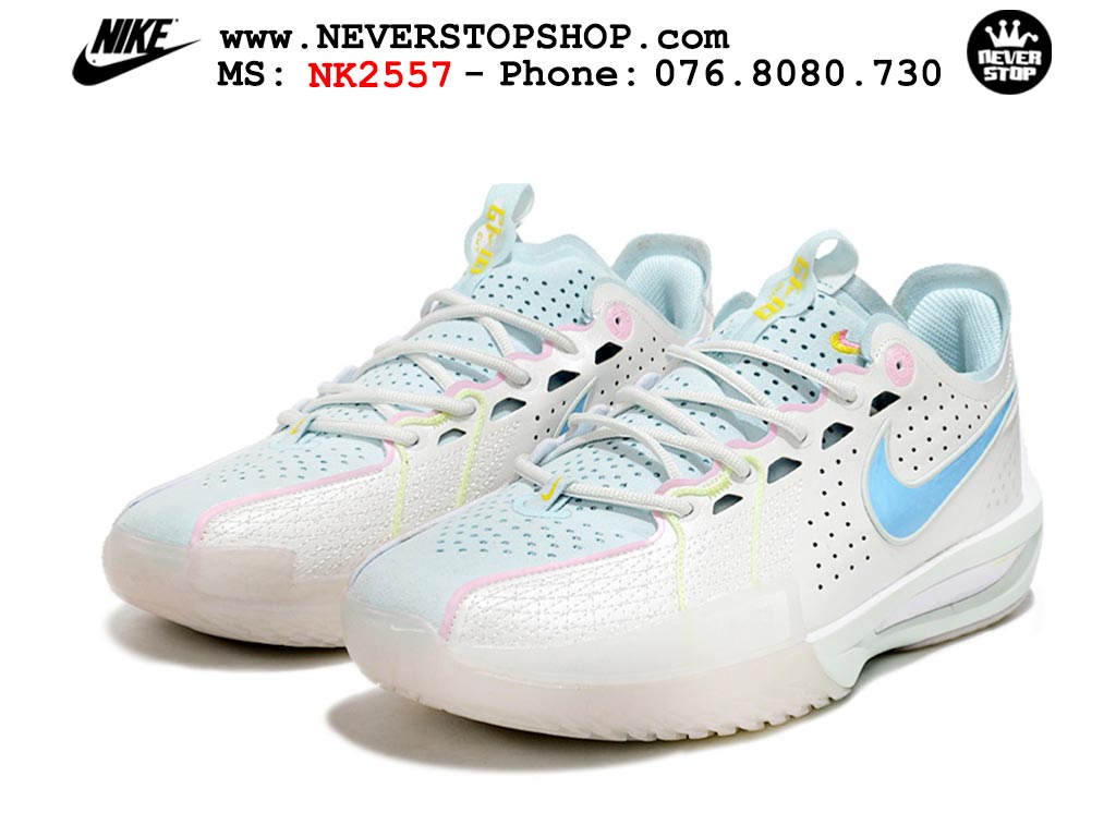 Giày bóng rổ cổ thấp Nike Zoom GT Cut 3 Trắng Xanh Dương chuyên indoor outdoor replica 1:1 real chính hãng giá rẻ tốt nhất tại NeverStop Sneaker Shop Hồ Chí Minh