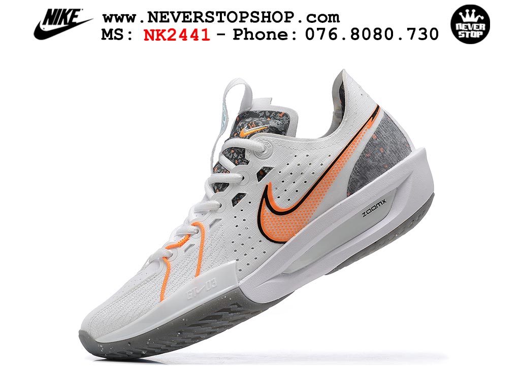 Giày bóng rổ cổ thấp Nike Zoom GT Cut 3 Trắng Xám chuyên indoor outdoor replica 1:1 real chính hãng giá rẻ tốt nhất tại NeverStop Sneaker Shop Hồ Chí Minh