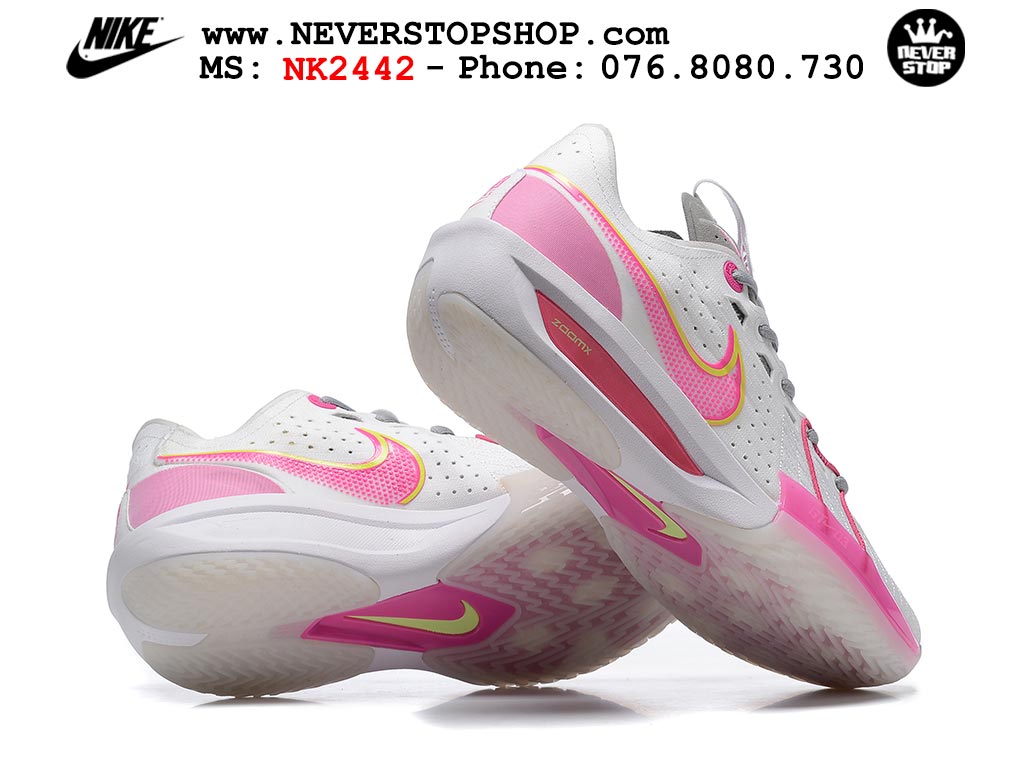 Giày bóng rổ cổ thấp Nike Zoom GT Cut 3 Trắng Hồng chuyên indoor outdoor replica 1:1 real chính hãng giá rẻ tốt nhất tại NeverStop Sneaker Shop Hồ Chí Minh