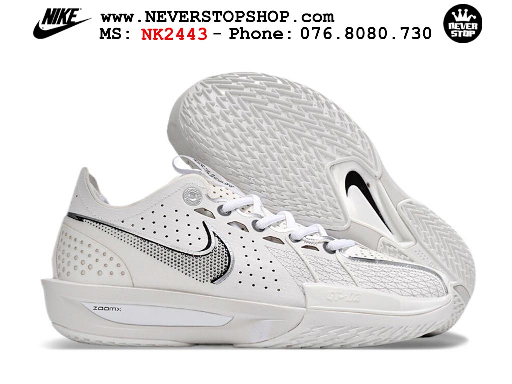 Giày bóng rổ cổ thấp Nike Zoom GT Cut 3 Trắng Xám chuyên indoor outdoor replica 1:1 real chính hãng giá rẻ tốt nhất tại NeverStop Sneaker Shop Hồ Chí Minh