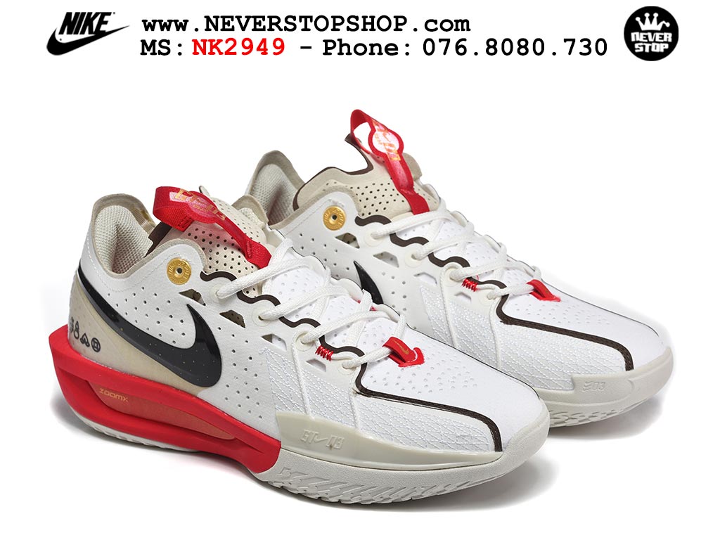Giày bóng rổ cổ thấp Nike Zoom GT Cut 3 Trắng Đỏ chuyên indoor outdoor replica 1:1 real chính hãng giá rẻ tốt nhất tại NeverStop Sneaker Shop Hồ Chí Minh