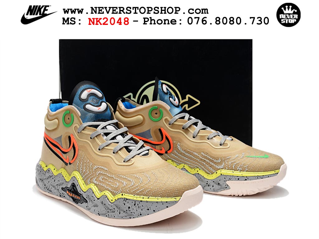 Giày bóng rổ nam cổ cao Nike Zoom GT Run Nâu Xám replica 1:1 real chính hãng giá rẻ tốt nhất tại NeverStopShop.com HCM