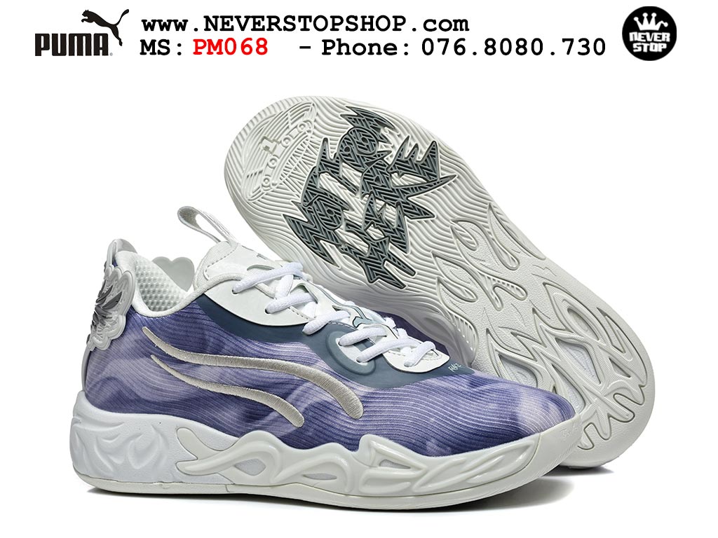 Giày thể thao Puma Lamelo Ball MB 04 Low Xám Tím nam nữ bản siêu cấp rep 1:1 chuẩn real chính hãng giá rẻ tốt nhất tại NeverStopShop.com 