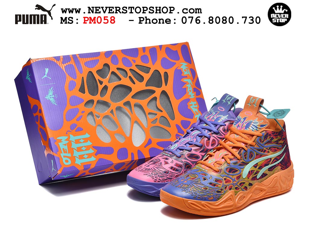 Giày thể thao Puma Lamelo Ball MB 04 Tím Cam nam nữ bản siêu cấp rep 1:1 chuẩn real chính hãng giá rẻ tốt nhất tại NeverStopShop.com