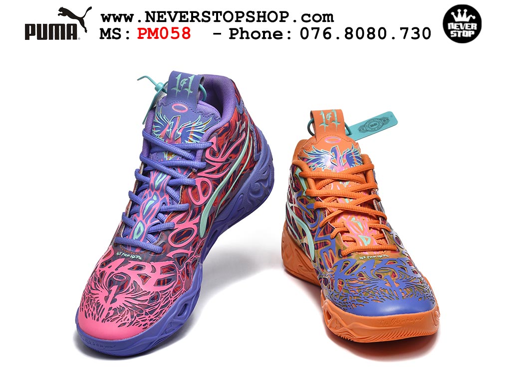 Giày thể thao Puma Lamelo Ball MB 04 Tím Cam nam nữ bản siêu cấp rep 1:1 chuẩn real chính hãng giá rẻ tốt nhất tại NeverStopShop.com