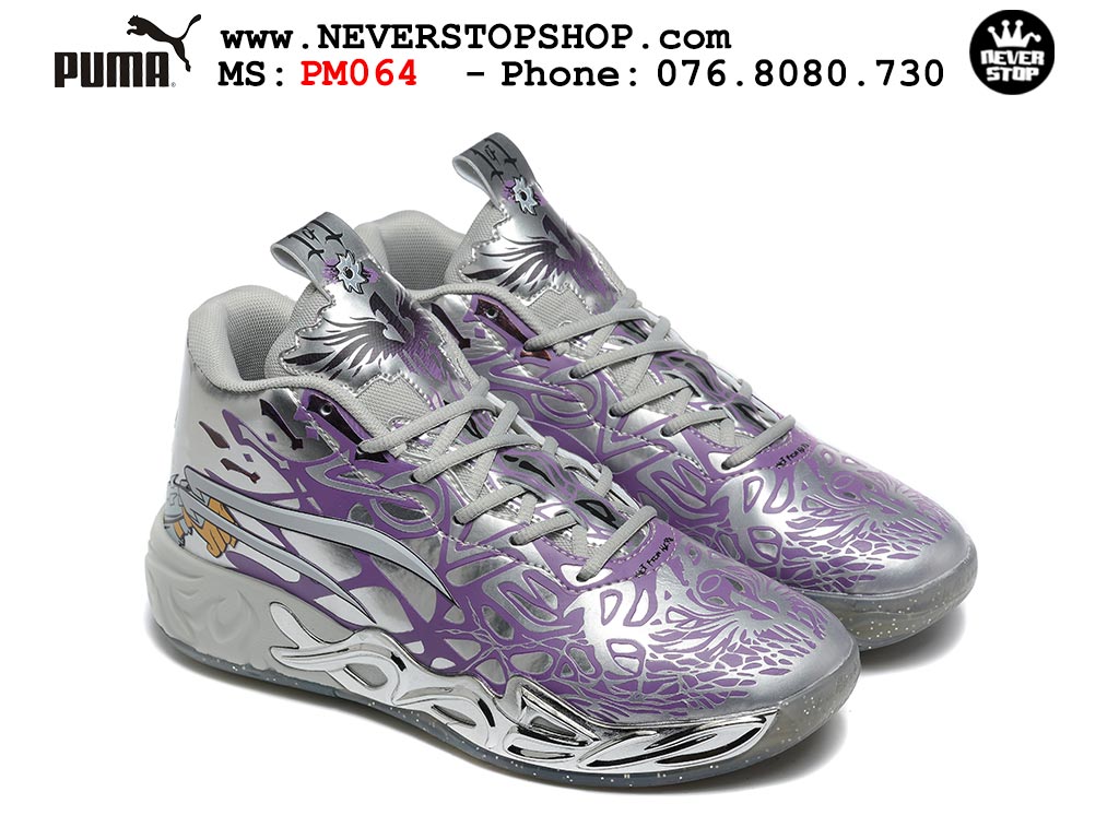 Giày thể thao Puma Lamelo Ball MB 04 Xám Tím nam nữ bản siêu cấp rep 1:1 chuẩn real chính hãng giá rẻ tốt nhất tại NeverStopShop.com
