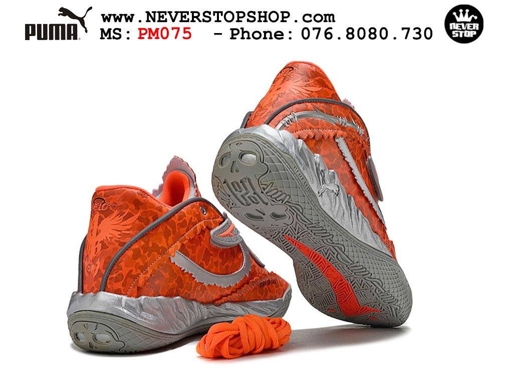 Giày bóng rổ cổ cao Puma Lamelo Ball MB 05 Xám Cam mẫu mới chuyên indoor outdoor, đế traction rít bám sân chống mòn cao, squeak tốt NeverStopShop.com Giày Puma Lamelo Ball MB 05 Xám Cam nam nữ bản siêu cấp rep 1:1 chuẩn real chính hãng giá rẻ tốt nhất tại NeverStopShop.com