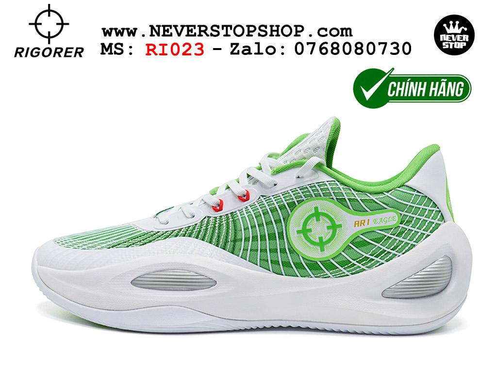 Giày chính hãng Rigorer AR 1 Trắng Xanh Austin Reaves authentic, đế traction rít bám sân chống mòn cực tốt NeverStopShop Giày bóng rổ Rigorer AR 1 Trắng Xanh original real chính hãng độ bám sân traction cực tốt cả indoor và outdoor NeverStopShop.com HCM