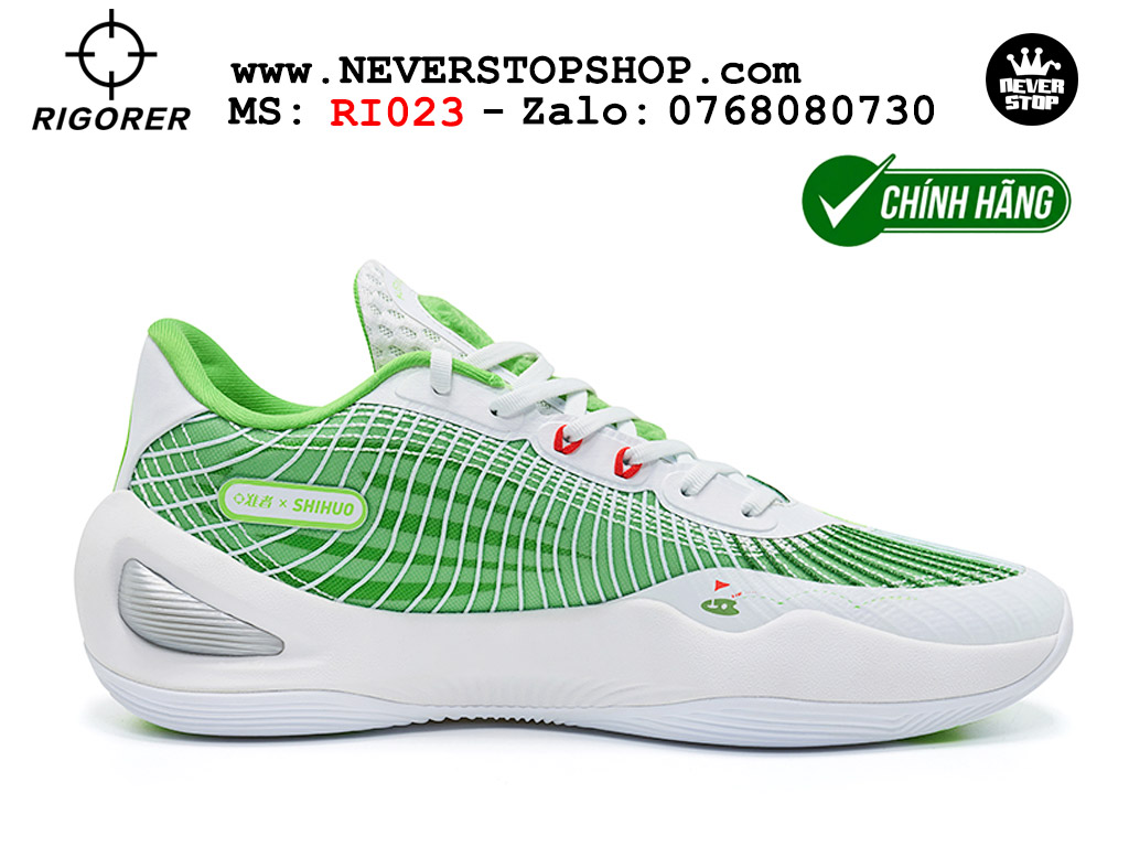 Giày chính hãng Rigorer AR 1 Trắng Xanh Austin Reaves authentic, đế traction rít bám sân chống mòn cực tốt NeverStopShop Giày bóng rổ Rigorer AR 1 Trắng Xanh original real chính hãng độ bám sân traction cực tốt cả indoor và outdoor NeverStopShop.com HCM