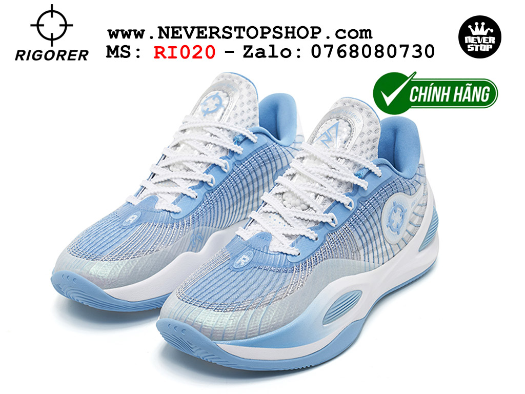 Giày chính hãng Rigorer AR 1 Xanh Trắng Austin Reaves authentic, đế traction rít bám sân chống mòn cực tốt NeverStopShop Giày bóng rổ Rigorer AR 1 Xanh Trắng original real chính hãng độ bám sân traction cực tốt cả indoor và outdoor NeverStopShop.com HCM