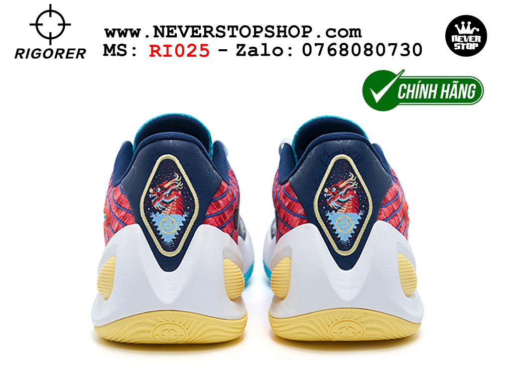 Giày chính hãng Rigorer AR 1 Trắng Xanh Cam Austin Reaves authentic, đế traction rít bám sân chống mòn cực tốt NeverStopShop Giày bóng rổ Rigorer AR 1 Trắng Xanh Cam original real chính hãng độ bám sân traction cực tốt cả indoor và outdoor NeverStopShop.com HCM