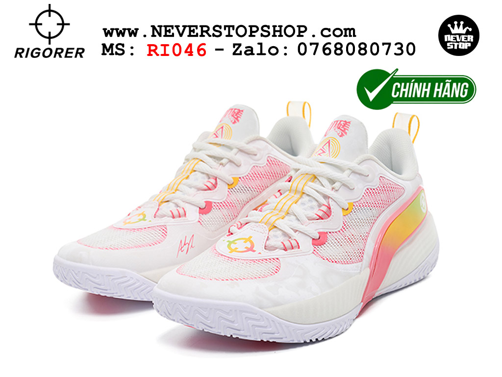 Giày bóng rổ outdoor Rigorer AR Battle 2 Trắng Vàng chính hãng original chuẩn chất lượng tốt nhất giá rẻ tại NeverStop Sneaker Shop Hồ Chí Minh