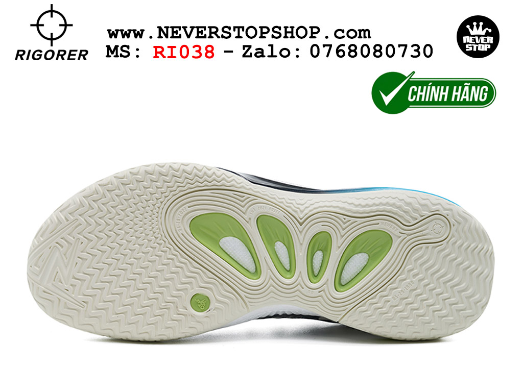 Giày chính hãng Rigorer AR 2 Đen Trắng Xanh Austin Reaves authentic, siêu nhẹ êm đế bám sân chống mòn cực tốt NeverStopShop Giày bóng rổ Rigorer AR 2 Đen Trắng Xanh original real chính hãng đế rít bám sân traction cực tốt cả indoor và outdoor NeverStopShop.com HCM