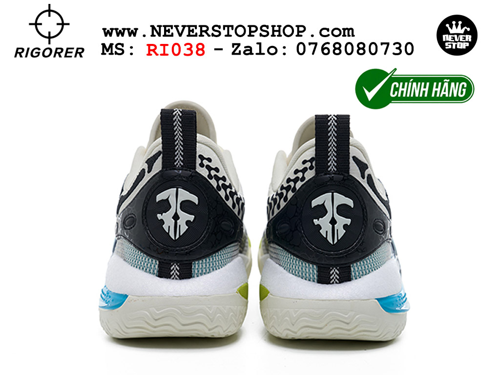 Giày chính hãng Rigorer AR 2 Đen Trắng Xanh Austin Reaves authentic, siêu nhẹ êm đế bám sân chống mòn cực tốt NeverStopShop Giày bóng rổ Rigorer AR 2 Đen Trắng Xanh original real chính hãng đế rít bám sân traction cực tốt cả indoor và outdoor NeverStopShop.com HCM