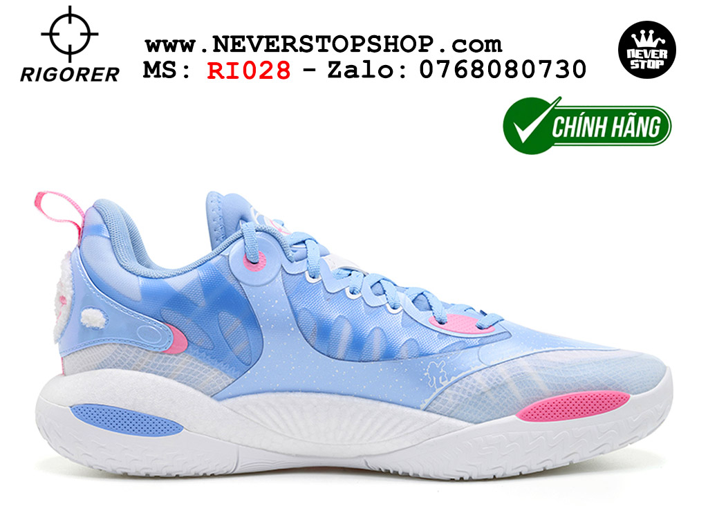 Giày chính hãng Rigorer AR 2 Trắng Xanh Austin Reaves authentic, siêu nhẹ êm đế bám sân chống mòn cực tốt NeverStopShop Giày bóng rổ Rigorer AR 2 Trắng Xanh original real chính hãng đế rít bám sân traction cực tốt cả indoor và outdoor NeverStopShop.com HCM