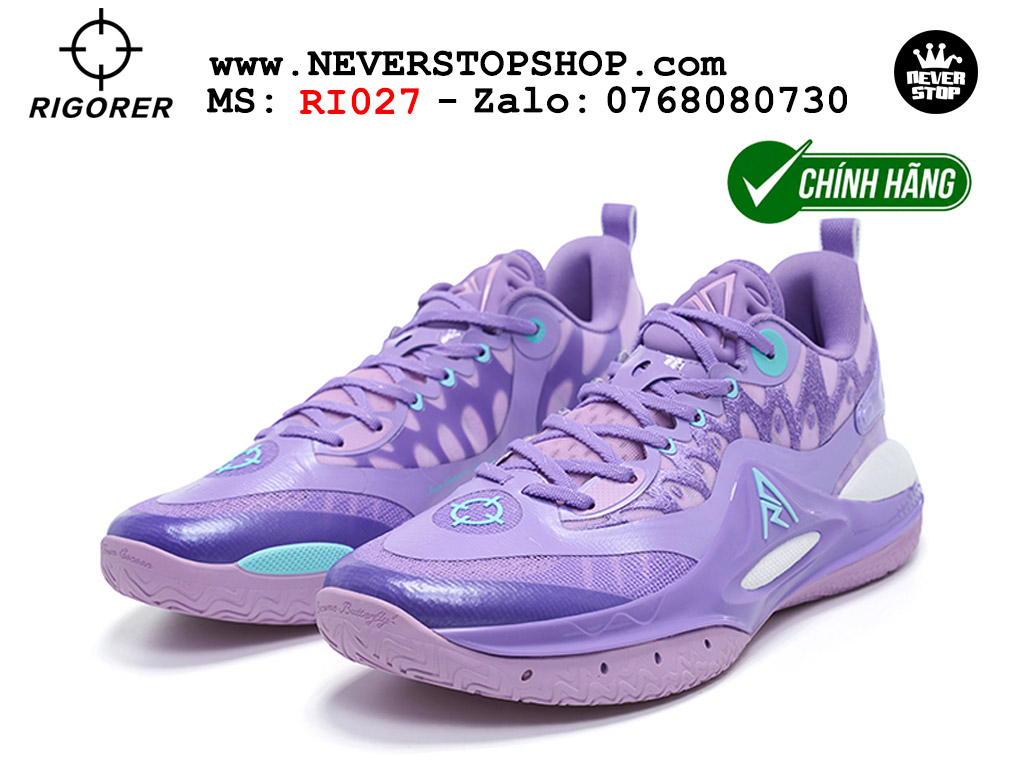 Giày bóng rổ Rigorer AR 2 Tím Trắng original real chính hãng đế rít bám sân traction cực tốt cả indoor và outdoor NeverStopShop.com HCM