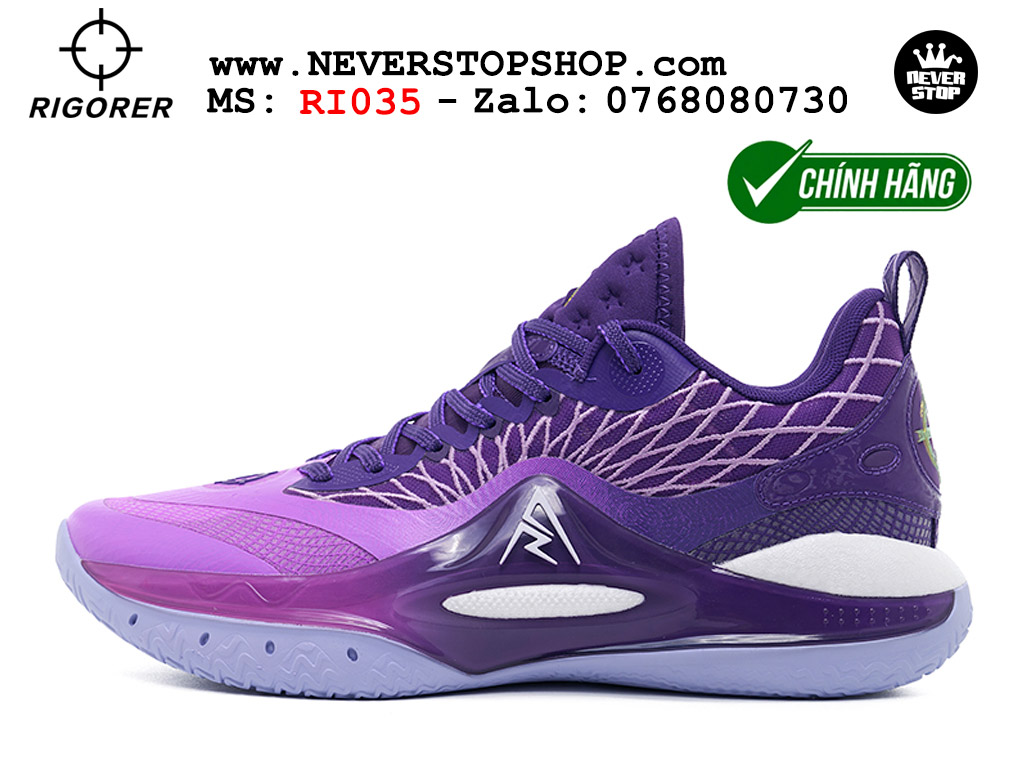 Giày chính hãng Rigorer AR 2 Tím Đen Austin Reaves authentic, siêu nhẹ êm đế bám sân chống mòn cực tốt NeverStopShop Giày bóng rổ Rigorer AR 2 Tím Đen original real chính hãng đế rít bám sân traction cực tốt cả indoor và outdoor NeverStopShop.com HCM