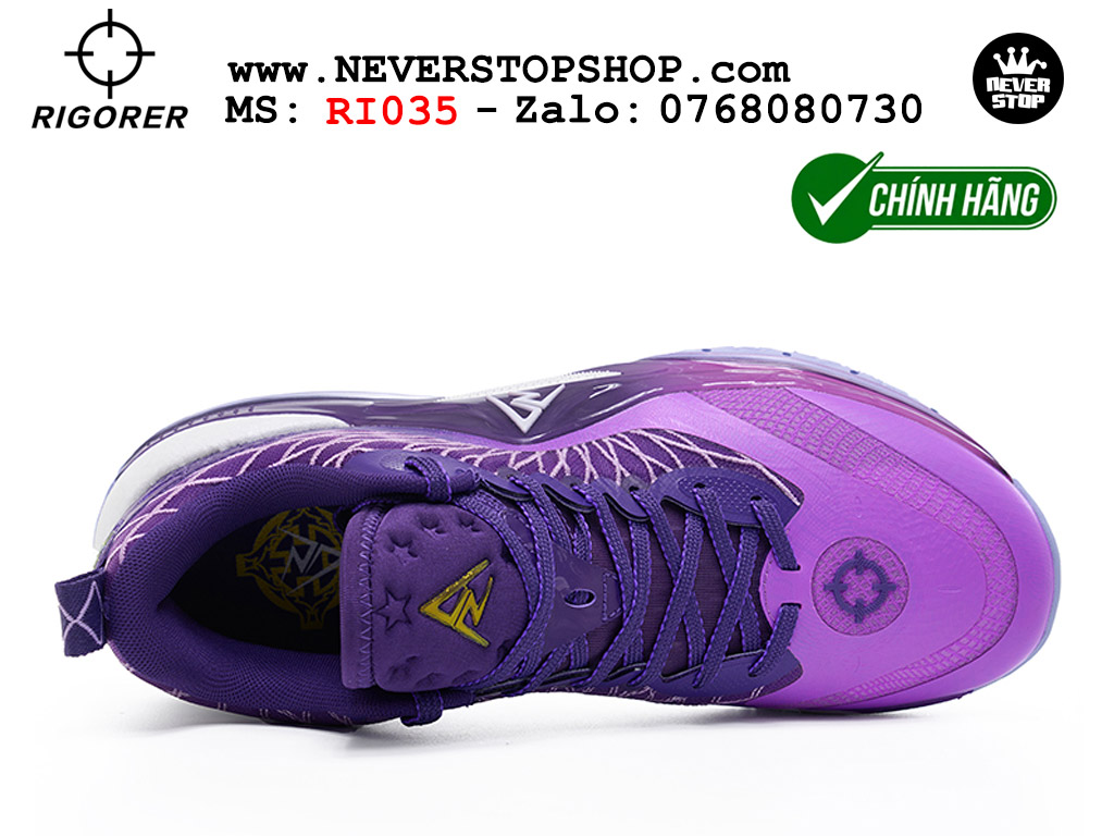 Giày chính hãng Rigorer AR 2 Tím Đen Austin Reaves authentic, siêu nhẹ êm đế bám sân chống mòn cực tốt NeverStopShop Giày bóng rổ Rigorer AR 2 Tím Đen original real chính hãng đế rít bám sân traction cực tốt cả indoor và outdoor NeverStopShop.com HCM