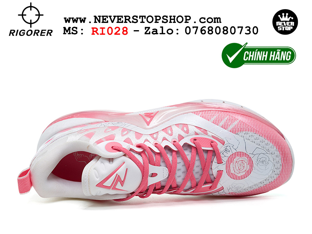 Giày chính hãng Rigorer AR 2 Trắng Hồng Austin Reaves authentic, siêu nhẹ êm đế bám sân chống mòn cực tốt NeverStopShop Giày bóng rổ Rigorer AR 2 Trắng Hồng original real chính hãng đế rít bám sân traction cực tốt cả indoor và outdoor NeverStopShop.com HCM