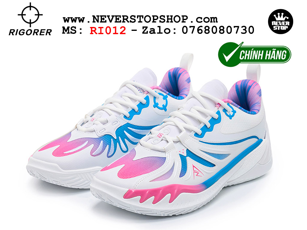 Giày bóng rổ outdoor Rigorer AR 3 Trắng Xanh Hồng original real chính hãng giá rẻ tốt nhất tại NeverStopShop.com HCM